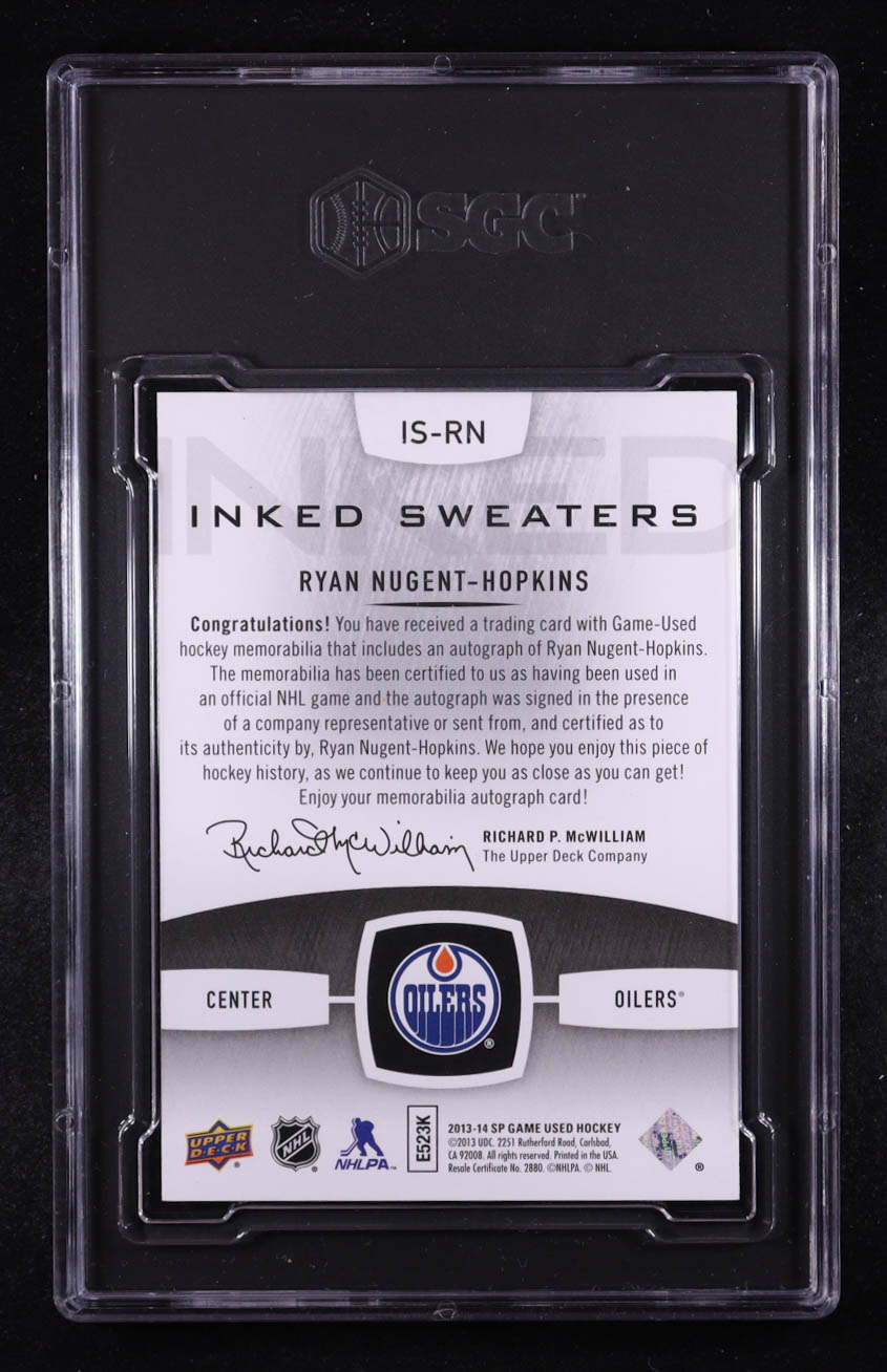 Ryan Nugent-Hopkins 2013-14 SP Game Used Inked Sweaters #ISRN #25/50 (SGC 9.5 | Auto 10) at PristineAuction.com Ryan Nugent-Hopkins 2013-14 SP Game Used Inked Sweaters #ISRN #25/50 (SGC 9.5 | Auto 10) at PristineAuction.com