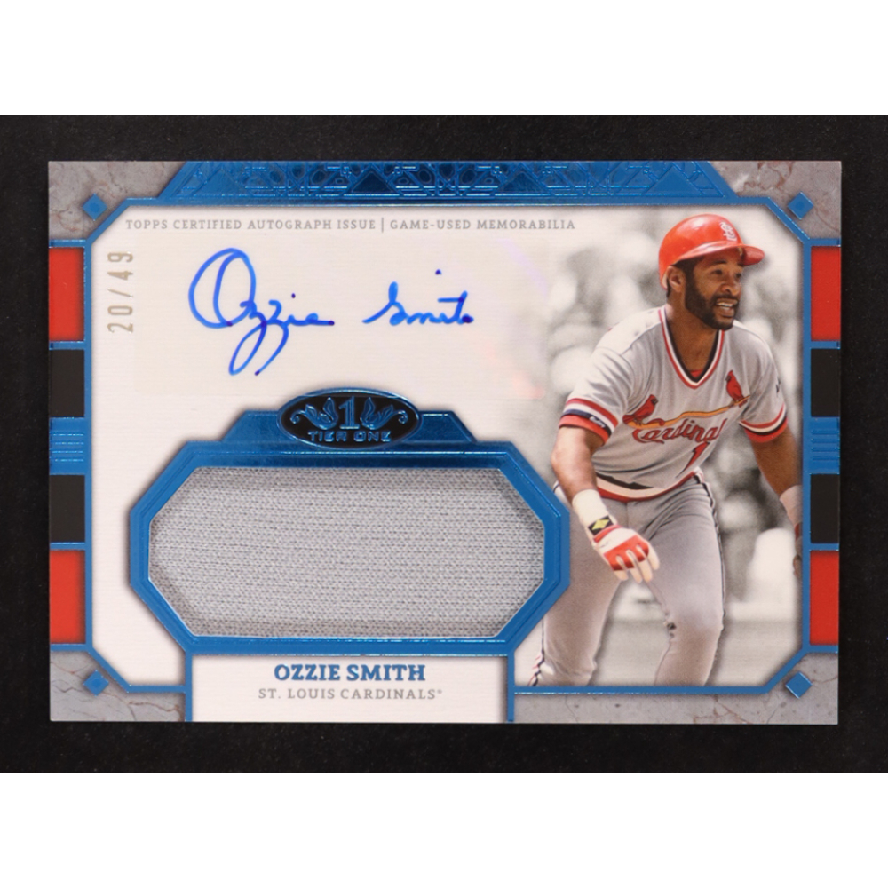 Ozzie Smith 2024 Topps Tier One Jumbo Relic Autographs Blue Foil #AT1JROS #20/49 at PristineAuction.com