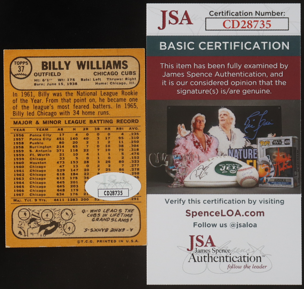 Billy Williams Signed 1968 Topps #37 (JSA) at PristineAuction.com Billy Williams Signed 1968 Topps #37 (JSA) at PristineAuction.com