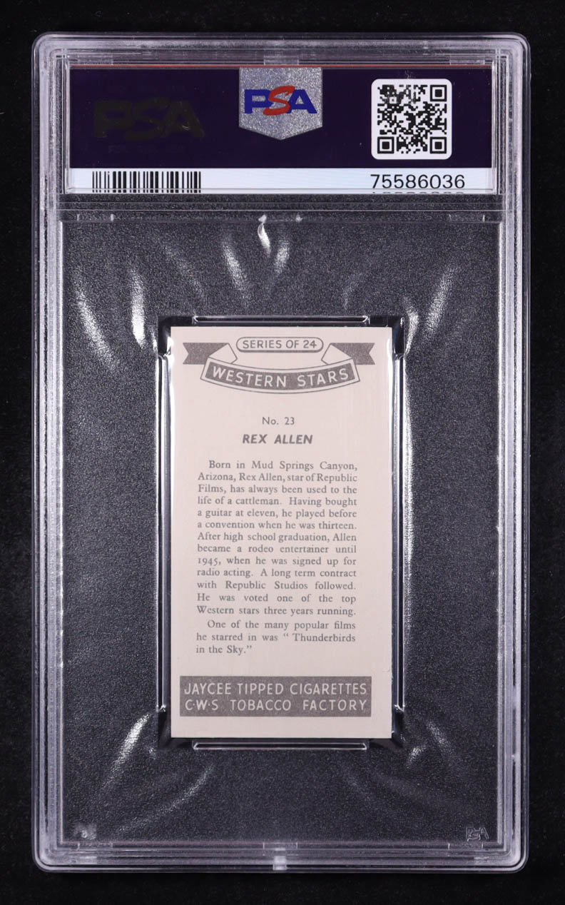 Rex Allen 1957 C.W.S. Western Stars #23 (PSA 9) at PristineAuction.com Rex Allen 1957 C.W.S. Western Stars #23 (PSA 9) at PristineAuction.com
