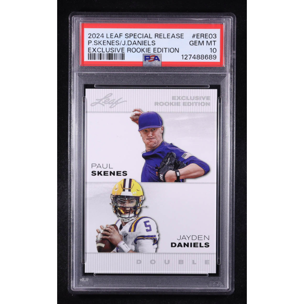 Jayden Daniels / Paul Skenes 2024 Leaf Special Release Exclusive Rookie Edition Double #ERE03 RC (PSA 10) at PristineAuction.com