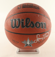 Larry Bird Signed NBA Silver All-Star Logo Basketball with Display Stand (PSA) at PristineAuction.com