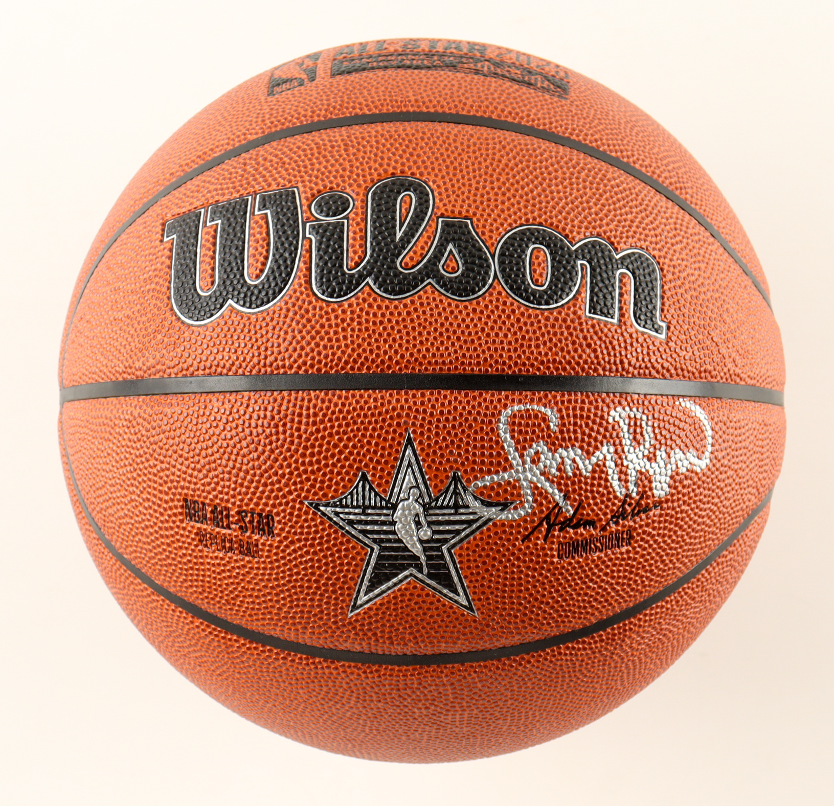 Larry Bird Signed NBA Silver All-Star Logo Basketball with Display Stand (PSA) at PristineAuction.com Larry Bird Signed NBA Silver All-Star Logo Basketball with Display Stand (PSA) at PristineAuction.com