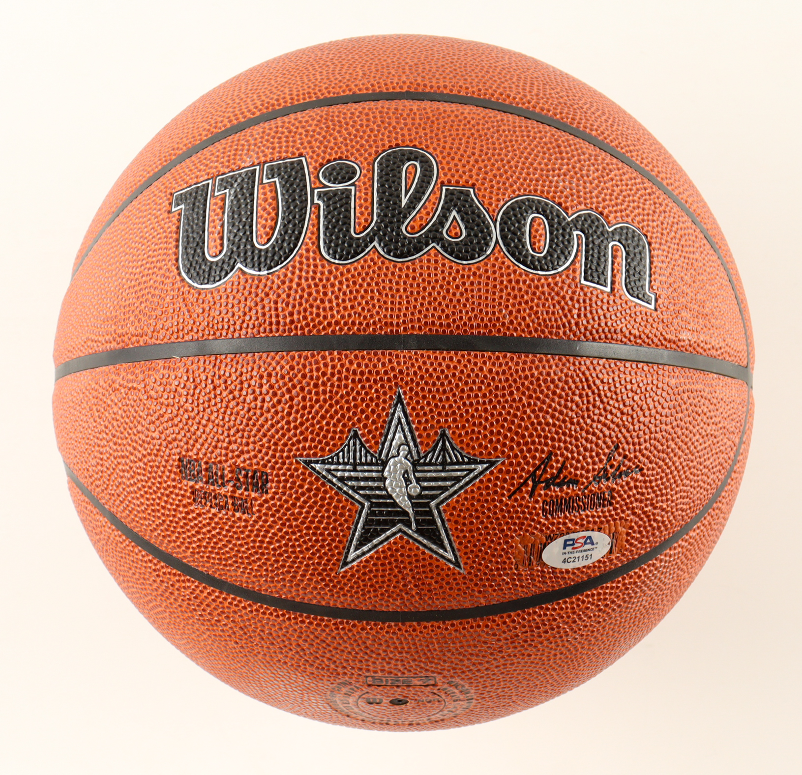 Larry Bird Signed NBA Silver All-Star Logo Basketball with Display Stand (PSA) at PristineAuction.com Larry Bird Signed NBA Silver All-Star Logo Basketball with Display Stand (PSA) at PristineAuction.com