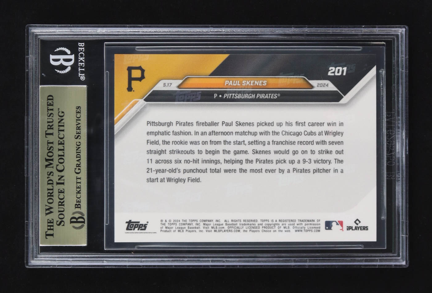 Paul Skenes 2024 Topps Now #201 RC (BGS 10) at PristineAuction.com Paul Skenes 2024 Topps Now #201 RC (BGS 10) at PristineAuction.com