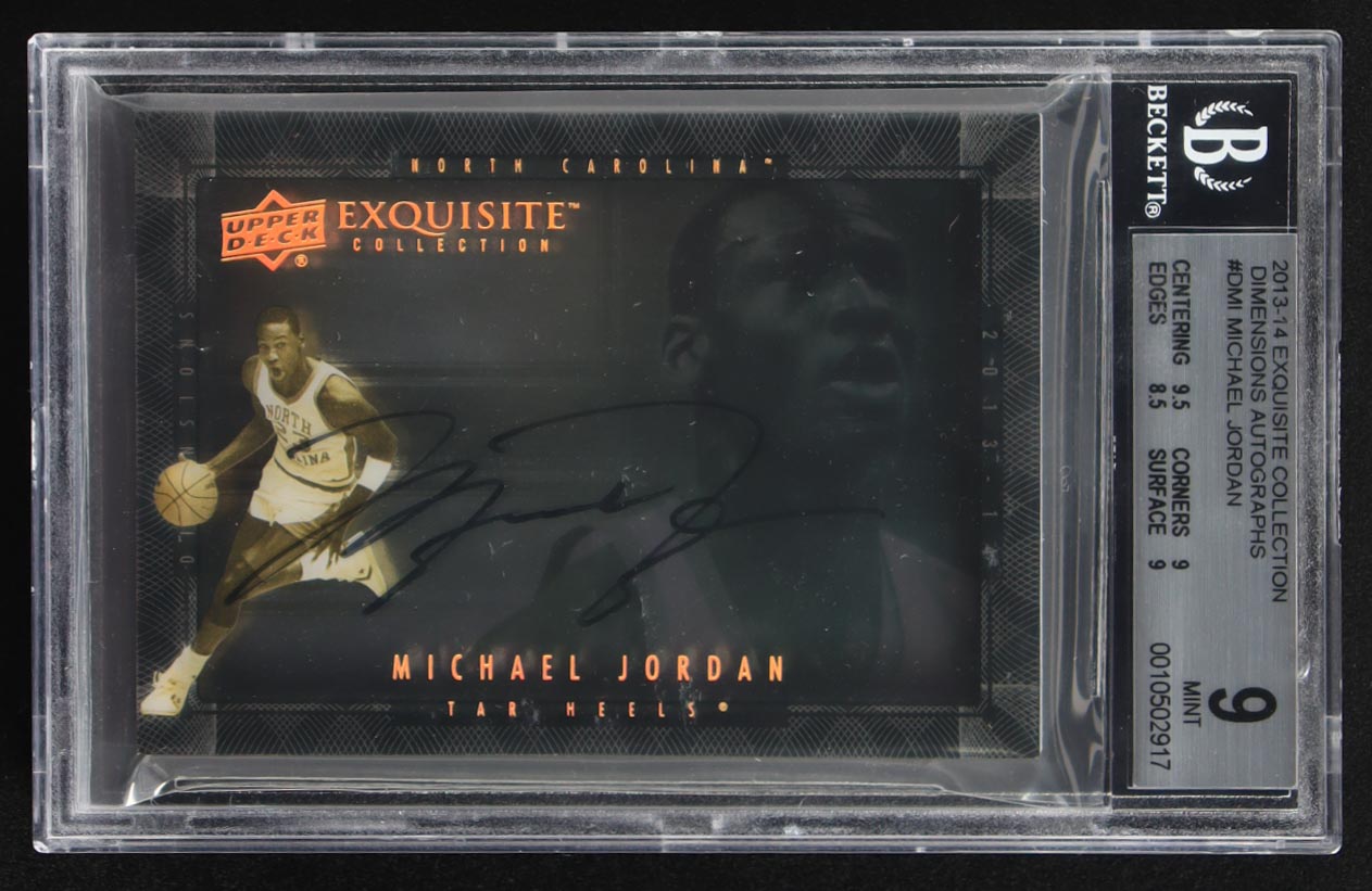 Michael Jordan 2013-14 Exquisite Collection Dimensions Autographs #DMI (BGS 9 | Autograph Graded 10) at PristineAuction.com Michael Jordan 2013-14 Exquisite Collection Dimensions Autographs #DMI (BGS 9 | Autograph Graded 10) at PristineAuction.com