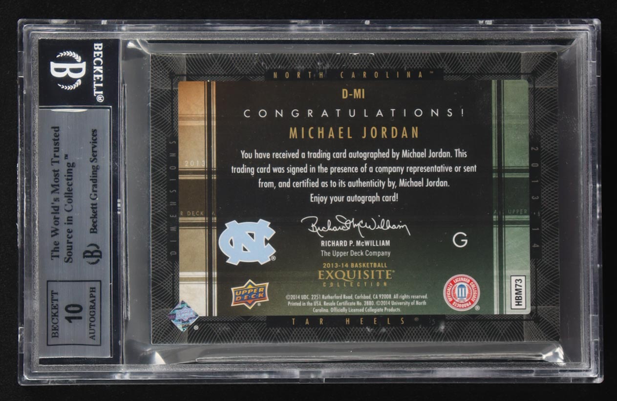 Michael Jordan 2013-14 Exquisite Collection Dimensions Autographs #DMI (BGS 9 | Autograph Graded 10) at PristineAuction.com Michael Jordan 2013-14 Exquisite Collection Dimensions Autographs #DMI (BGS 9 | Autograph Graded 10) at PristineAuction.com