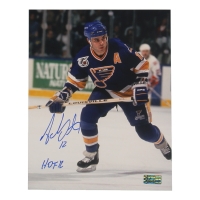 Adam Oates Signed Blues 8x10 Photo Inscribed "HOF 12" (Premium Autographs) at PristineAuction.com