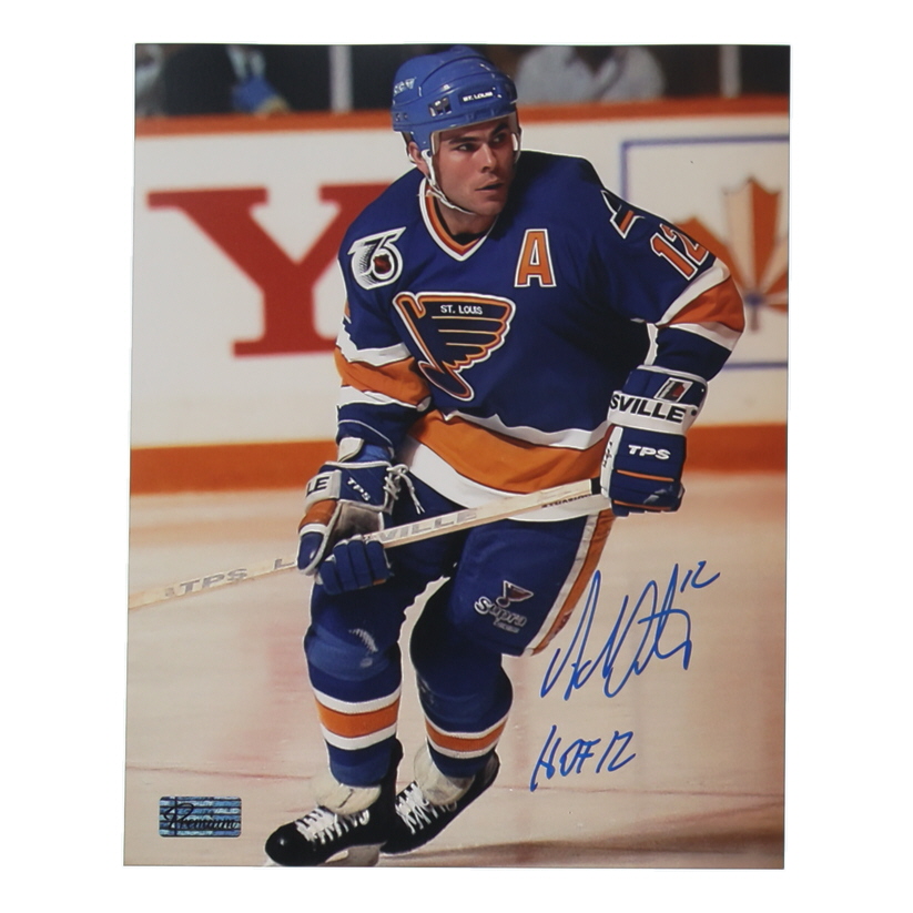 Adam Oates Signed Blues 8x10 Photo Inscribed "HOF 12" (Premium Autographs) at PristineAuction.com Adam Oates Signed Blues 8x10 Photo Inscribed "HOF 12" (Premium Autographs) at PristineAuction.com