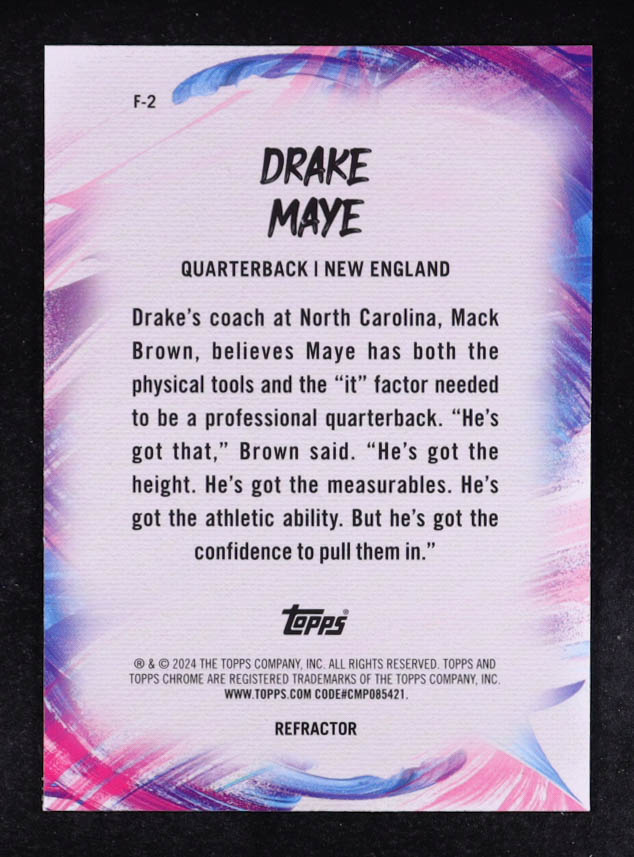 Drake Maye 2024 Topps Chrome Finesse Refractors #F2 RC at PristineAuction.com Drake Maye 2024 Topps Chrome Finesse Refractors #F2 RC at PristineAuction.com