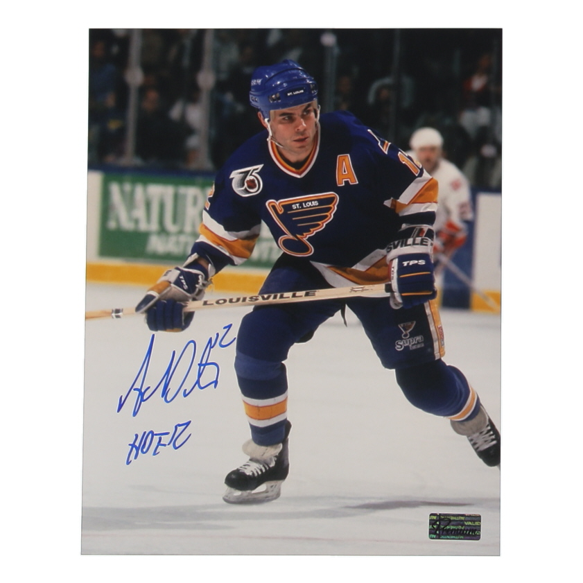 Adam Oates Signed Blues 8x10 Photo Inscribed "HOF 12" (Premium Autographs) at PristineAuction.com Adam Oates Signed Blues 8x10 Photo Inscribed "HOF 12" (Premium Autographs) at PristineAuction.com