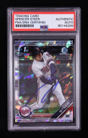Spencer Steer Signed 2019 Bowman Chrome 1st Refractor #BDC-153 RC (PSA) at PristineAuction.com