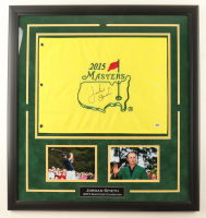 Jordan Spieth Signed Custom Framed 2015 The Masters Tournament Golf Pin Flag with (2) 8x10 Photos (PSA) at PristineAuction.com