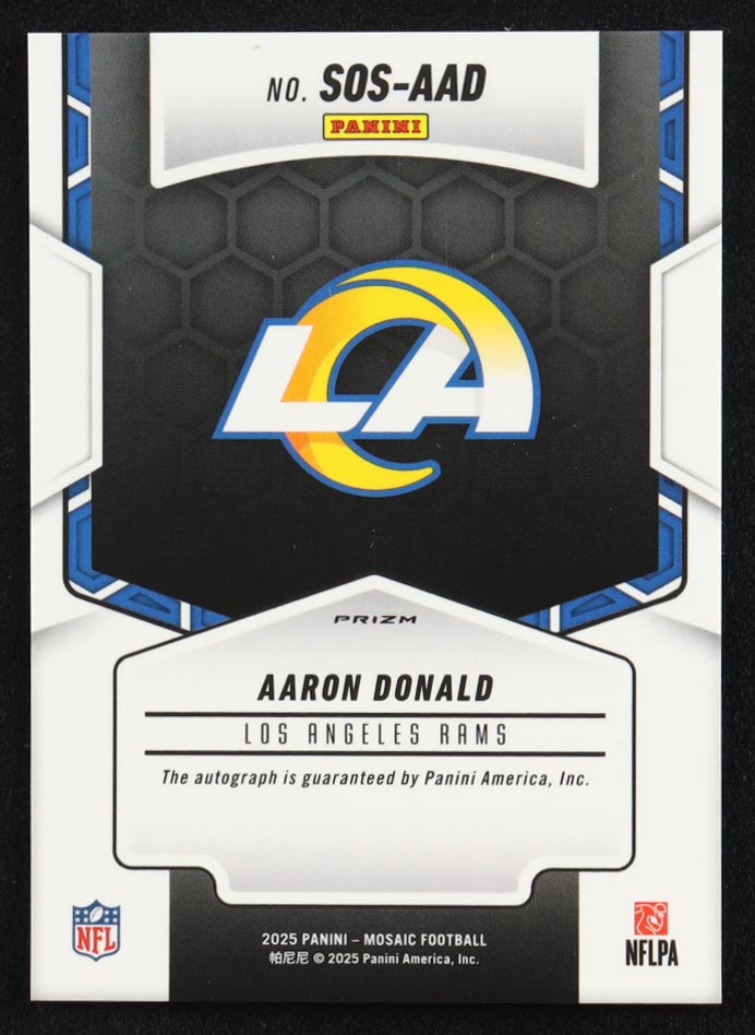 Aaron Donald 2025 Panini Mosaic Showtime Signatures #15 at PristineAuction.com Aaron Donald 2025 Panini Mosaic Showtime Signatures #15 at PristineAuction.com