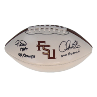 Chris Weinke & Patrick Warrick Signed Florida State Seminoles Logo Football Inscribed "99 Champs" & "2000 Heisman" (Beckett) at PristineAuction.com