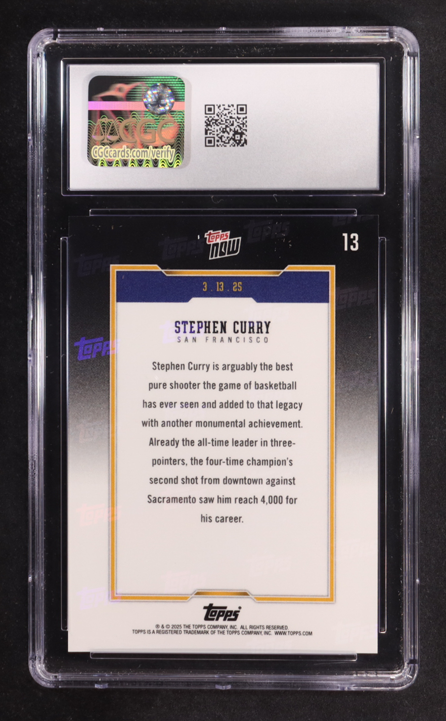 Stephen Curry 2024-25 Topps Now #13 (CGC 9.5) at PristineAuction.com Stephen Curry 2024-25 Topps Now #13 (CGC 9.5) at PristineAuction.com