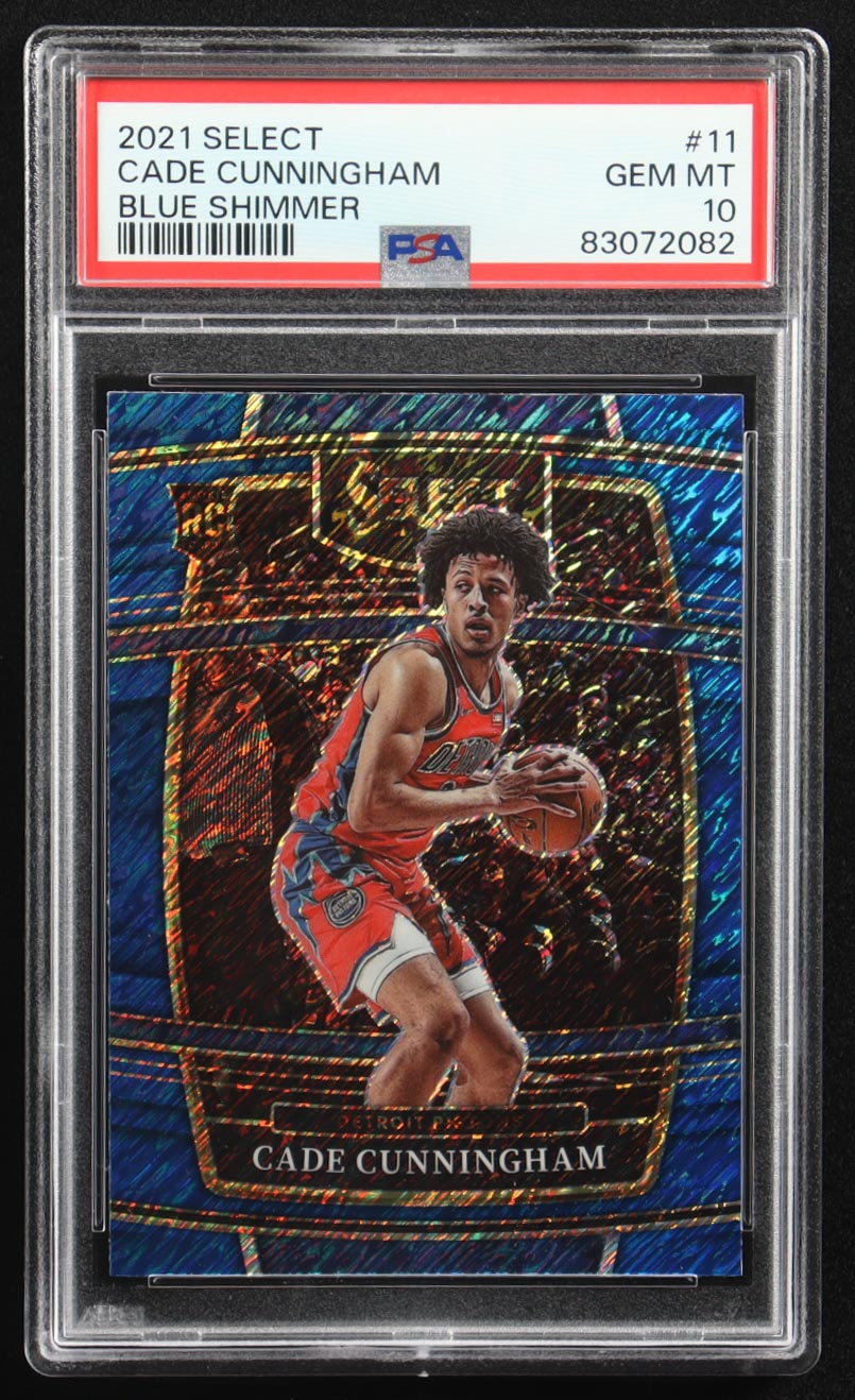 Cade Cunningham 2021-22 Select Prizms Blue Shimmer #11 RC (PSA 10) at PristineAuction.com Cade Cunningham 2021-22 Select Prizms Blue Shimmer #11 RC (PSA 10) at PristineAuction.com