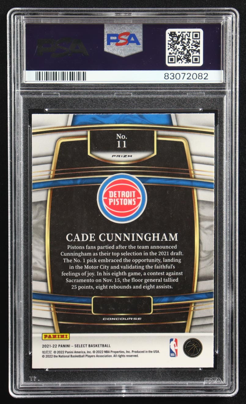 Cade Cunningham 2021-22 Select Prizms Blue Shimmer #11 RC (PSA 10) at PristineAuction.com Cade Cunningham 2021-22 Select Prizms Blue Shimmer #11 RC (PSA 10) at PristineAuction.com
