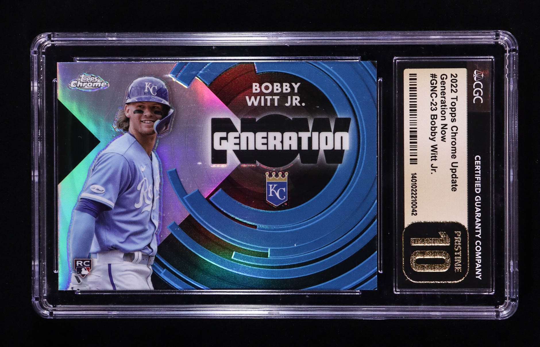Bobby Witt Jr. 2022 Topps Chrome Update Generation Now #GNC23 RC (CGC Pristine 10) at PristineAuction.com Bobby Witt Jr. 2022 Topps Chrome Update Generation Now #GNC23 RC (CGC Pristine 10) at PristineAuction.com