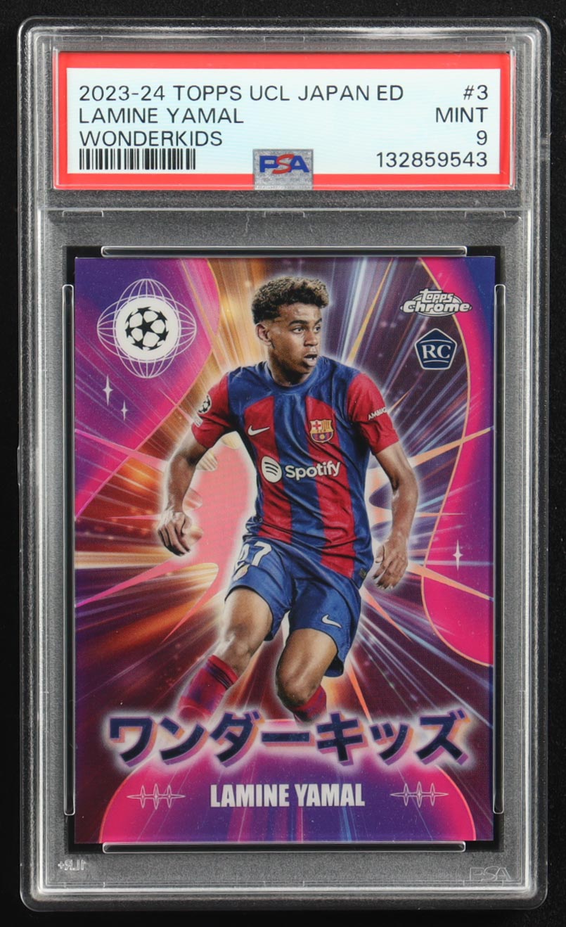 Lamine Yamal 2023-24 Topps Chrome UEFA Champions League Japan Wonderkids #WK3 RC (PSA 9) at PristineAuction.com Lamine Yamal 2023-24 Topps Chrome UEFA Champions League Japan Wonderkids #WK3 RC (PSA 9) at PristineAuction.com