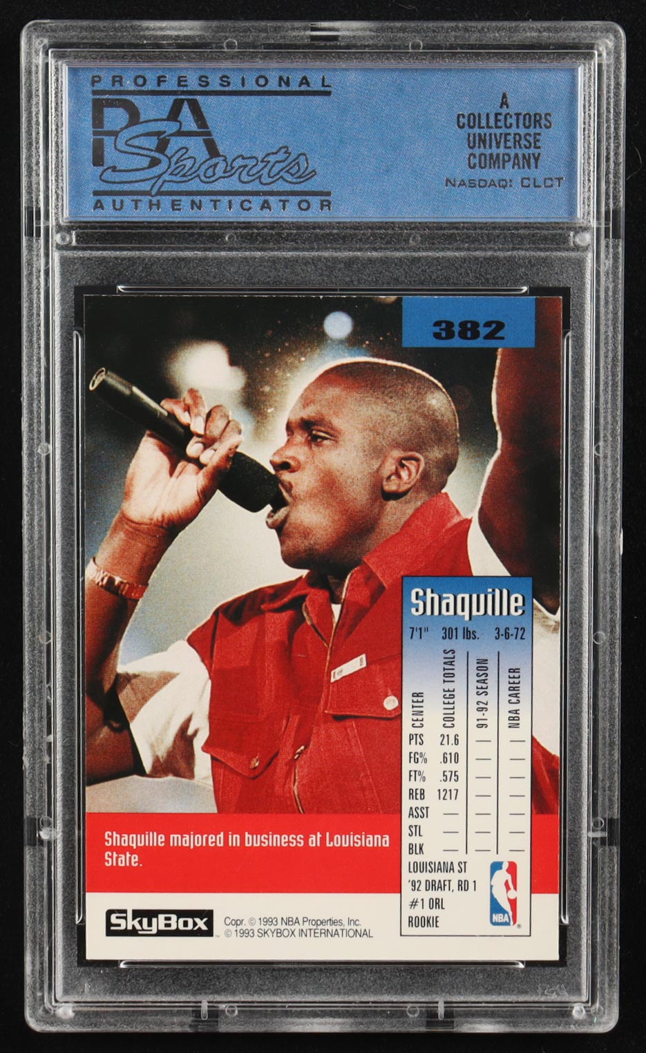 Shaquille O'Neal 1992-93 SkyBox #382 SP RC (PSA 9) at PristineAuction.com Shaquille O'Neal 1992-93 SkyBox #382 SP RC (PSA 9) at PristineAuction.com