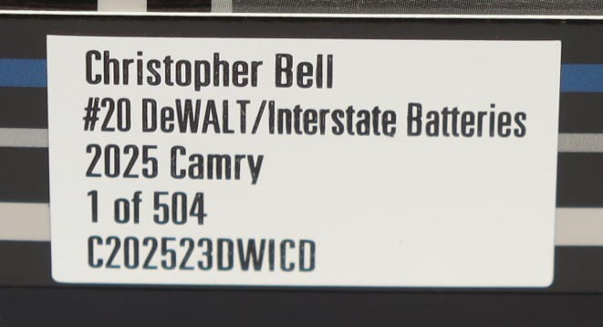 Christopher Bell Signed 2024 #20 DeWalt/Interstate Batteries 1:24 Diecast Car (Bell) at PristineAuction.com Christopher Bell Signed 2024 #20 DeWalt/Interstate Batteries 1:24 Diecast Car (Bell) at PristineAuction.com