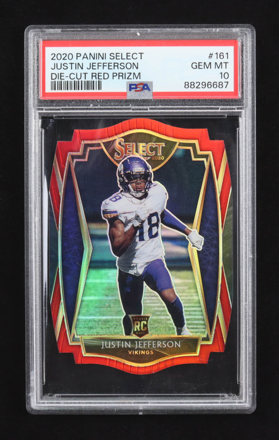 Justin Jefferson 2020 Select Prizm Red Die Cut #161 RC (PSA 10) at PristineAuction.com Justin Jefferson 2020 Select Prizm Red Die Cut #161 RC (PSA 10) at PristineAuction.com