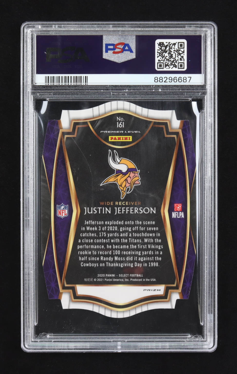 Justin Jefferson 2020 Select Prizm Red Die Cut #161 RC (PSA 10) at PristineAuction.com Justin Jefferson 2020 Select Prizm Red Die Cut #161 RC (PSA 10) at PristineAuction.com