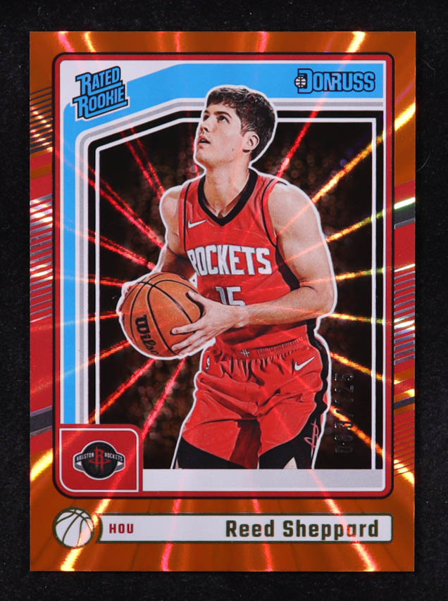 Reed Sheppard 2024-25 Donruss Holo Orange Laser #202 #083/125 RR RC at PristineAuction.com Reed Sheppard 2024-25 Donruss Holo Orange Laser #202 #083/125 RR RC at PristineAuction.com