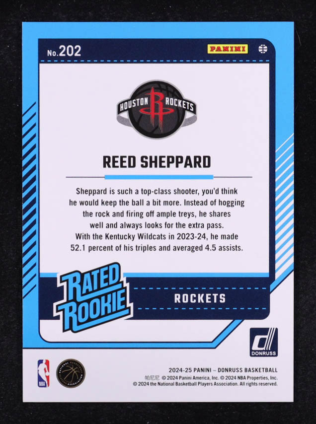 Reed Sheppard 2024-25 Donruss Holo Orange Laser #202 #083/125 RR RC at PristineAuction.com Reed Sheppard 2024-25 Donruss Holo Orange Laser #202 #083/125 RR RC at PristineAuction.com