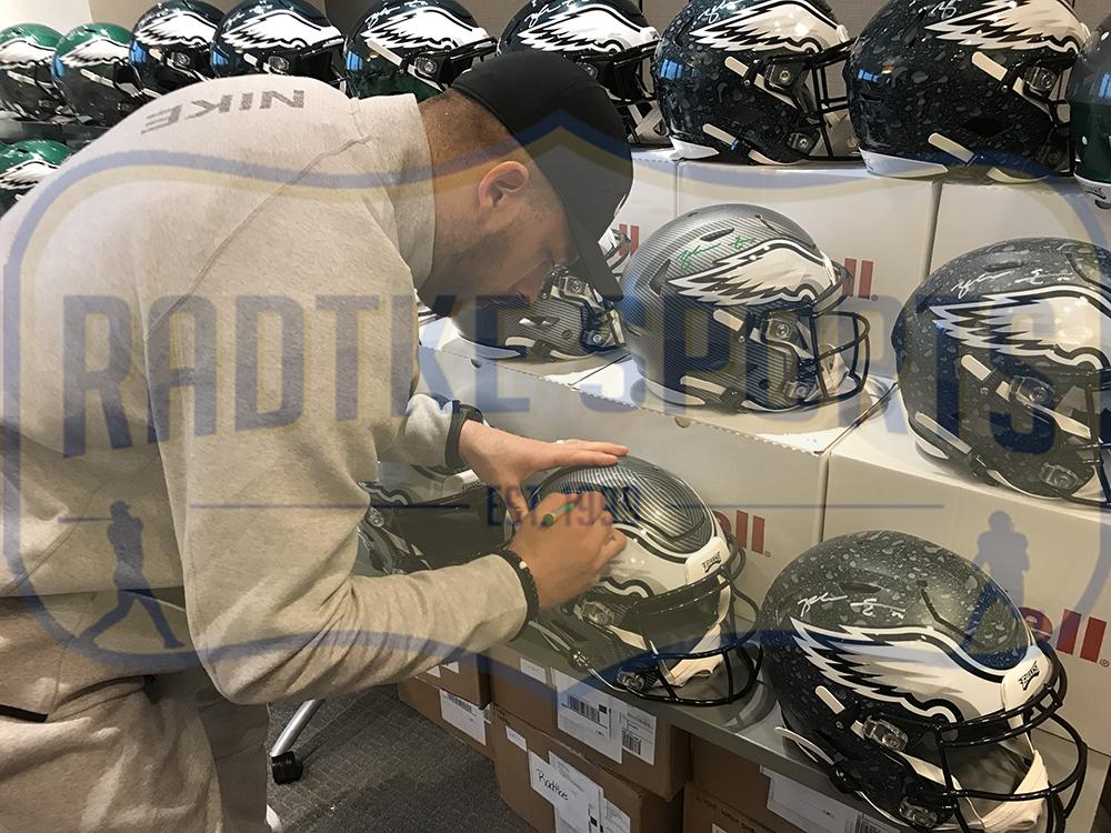 Brian Dawkins & Zach Ertz Signed Eagles Full-Size Authentic On-Field Custom Speedflex Helmet (Radtke) at PristineAuction.com Brian Dawkins & Zach Ertz Signed Eagles Full-Size Authentic On-Field Custom Speedflex Helmet (Radtke) at PristineAuction.com