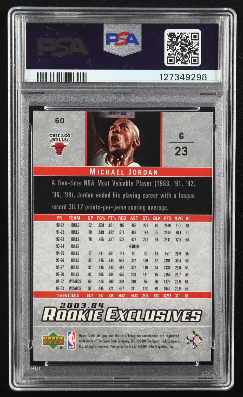 Michael Jordan 2003-04 Upper Deck Rookie Exclusives #60 (PSA 9) at PristineAuction.com Michael Jordan 2003-04 Upper Deck Rookie Exclusives #60 (PSA 9) at PristineAuction.com