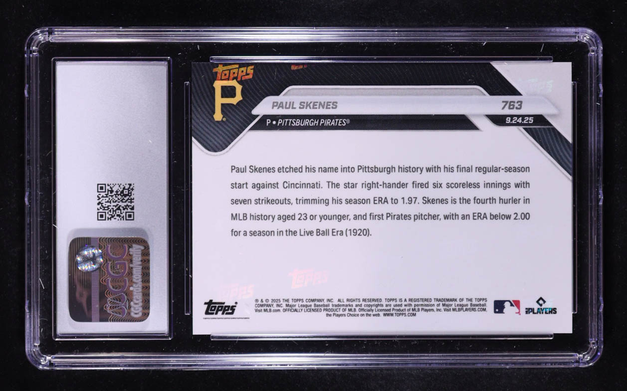 Paul Skenes 2025 Topps Now #763 (CGC 10) at PristineAuction.com Paul Skenes 2025 Topps Now #763 (CGC 10) at PristineAuction.com