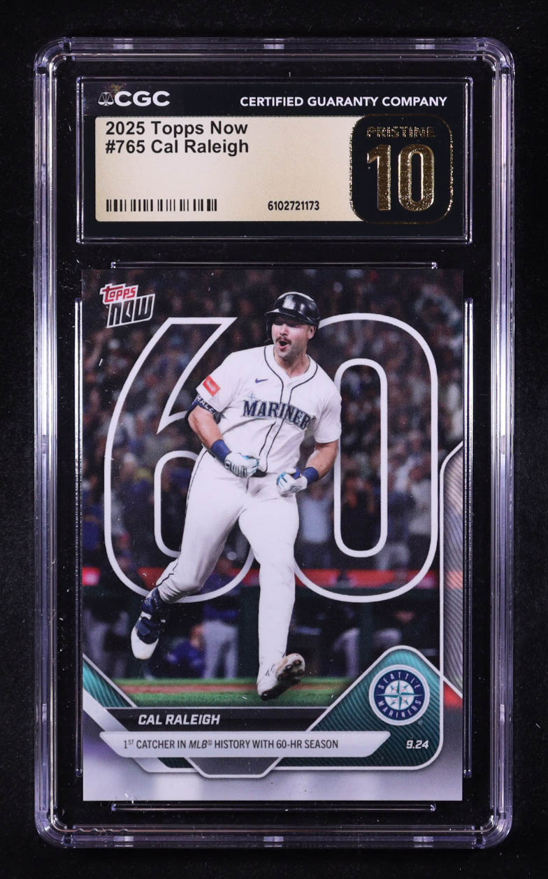 Cal Raleigh 2025 Topps Now #765 (CGC 10 | Pristine Black Label) at PristineAuction.com Cal Raleigh 2025 Topps Now #765 (CGC 10 | Pristine Black Label) at PristineAuction.com