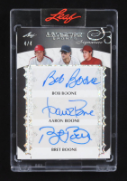 Bob Boone / Aaron Boone / Bret Boone 2024 Leaf Ultimate Sports Signature Triple Platinum Auto #US3-3 #4/4 at PristineAuction.com