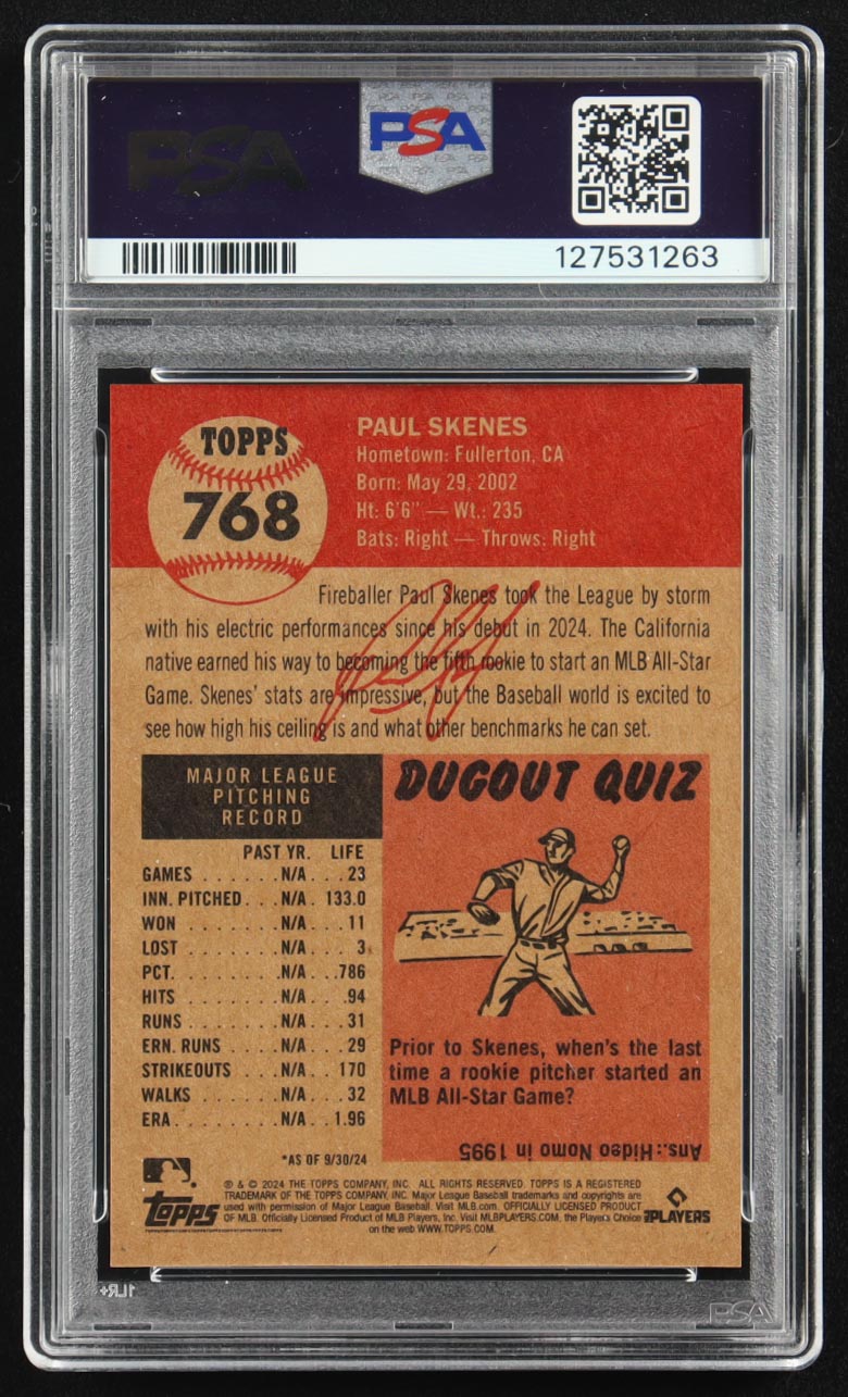Paul Skenes 2024 Topps Living #768 RC (PSA 10) at PristineAuction.com Paul Skenes 2024 Topps Living #768 RC (PSA 10) at PristineAuction.com
