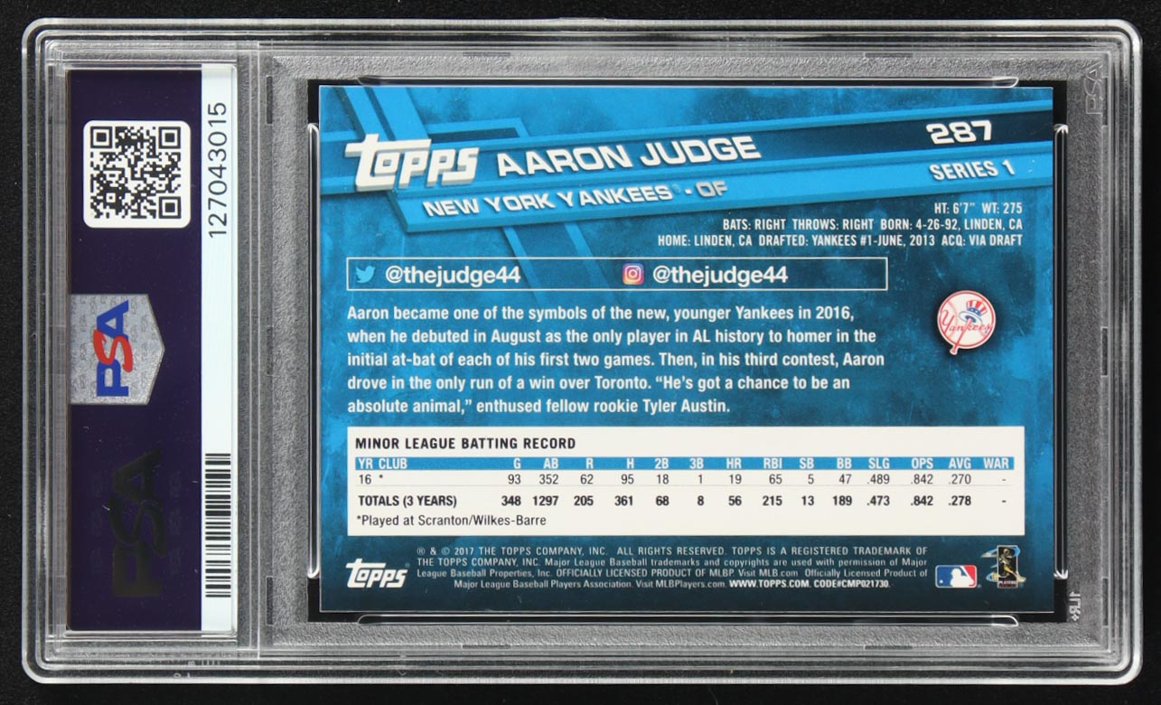 Aaron Judge 2017 Topps All Star Game Silver #287 RC (PSA 9) at PristineAuction.com Aaron Judge 2017 Topps All Star Game Silver #287 RC (PSA 9) at PristineAuction.com
