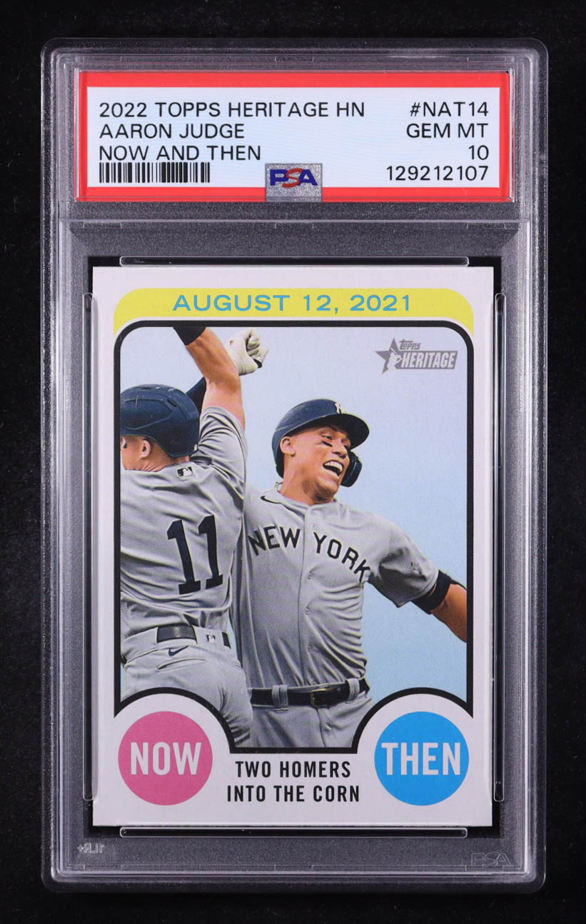 Aaron Judge 2022 Topps Heritage High Number Now and Then #NAT14 (PSA 10) at PristineAuction.com Aaron Judge 2022 Topps Heritage High Number Now and Then #NAT14 (PSA 10) at PristineAuction.com