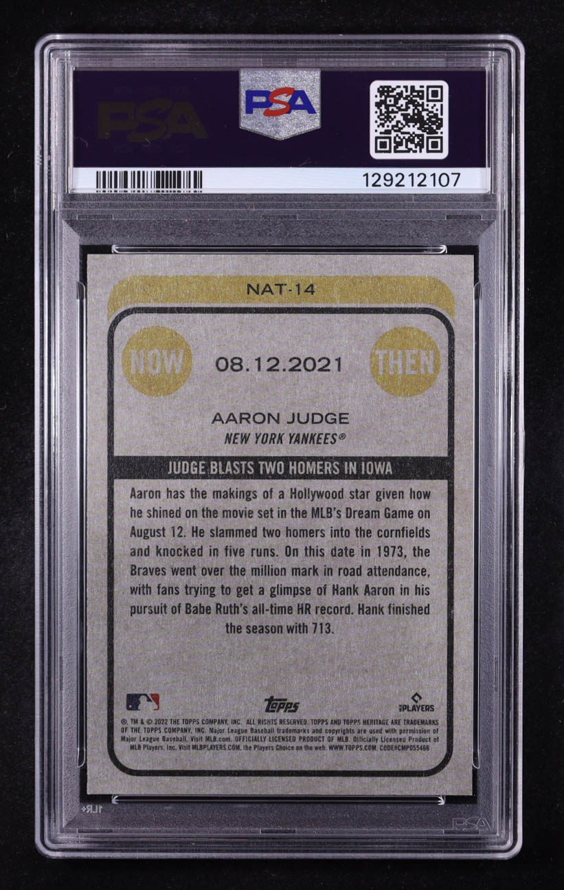 Aaron Judge 2022 Topps Heritage High Number Now and Then #NAT14 (PSA 10) at PristineAuction.com Aaron Judge 2022 Topps Heritage High Number Now and Then #NAT14 (PSA 10) at PristineAuction.com
