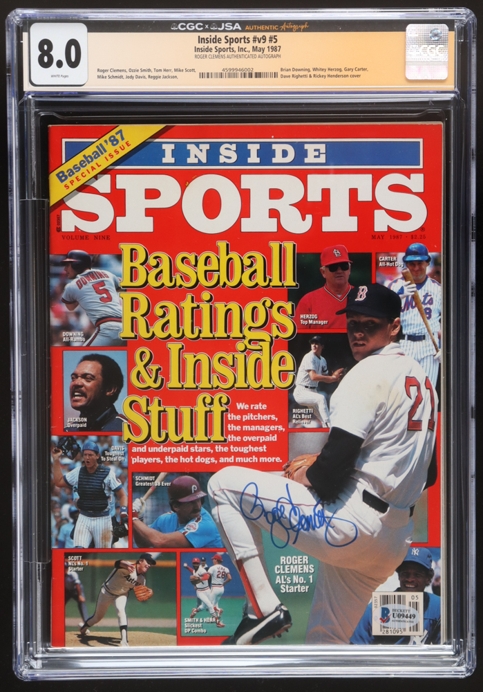 Roger Clemens Signed 1987 Inside Sports Magazine #v9 #5 Issue (CGC 8.0) at PristineAuction.com Roger Clemens Signed 1987 Inside Sports Magazine #v9 #5 Issue (CGC 8.0) at PristineAuction.com