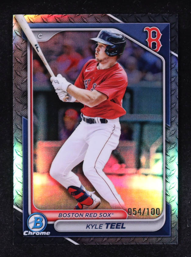 Kyle Teel 2024 Bowman Chrome Draft Steel Metal Refractors #BDC162 #054/100 RC at PristineAuction.com Kyle Teel 2024 Bowman Chrome Draft Steel Metal Refractors #BDC162 #054/100 RC at PristineAuction.com
