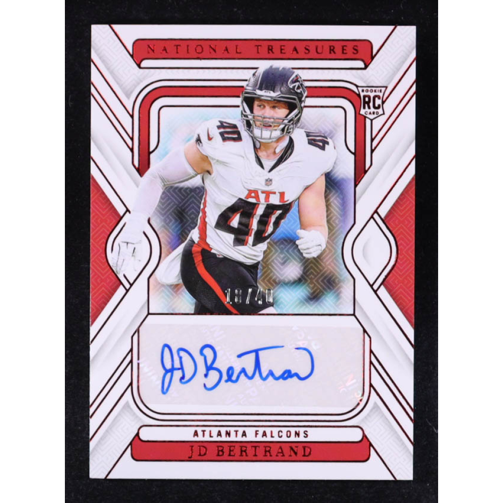 JD Bertrand 2024 Panini National Treasures Jersey Number Red AU #141 #18/40 RC at PristineAuction.com