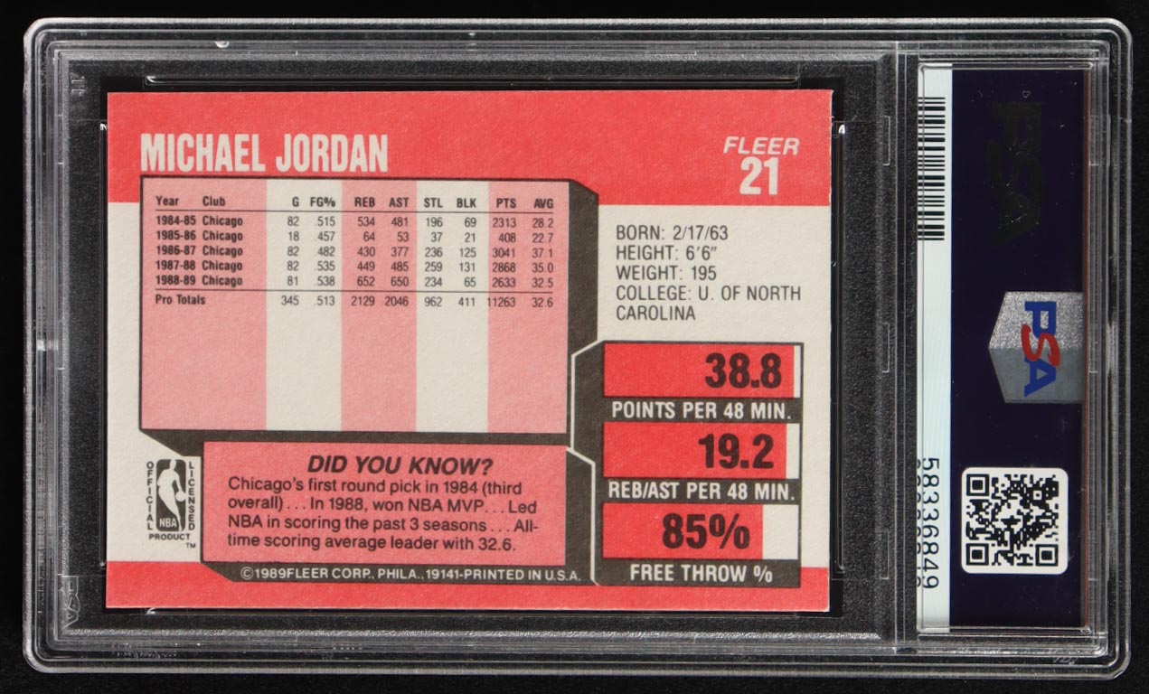 Michael Jordan 1989-90 Fleer #21 (PSA 9) at PristineAuction.com Michael Jordan 1989-90 Fleer #21 (PSA 9) at PristineAuction.com