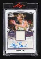 Larry Bird 2021 Leaf Visual Art of Sport Purple Patch Auto #VA-LB1 #4/4 at PristineAuction.com