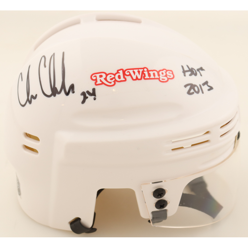 Chris Chelios Signed Red Wings Mini Helmet Inscribed "HOF 2013" (JSA) at PristineAuction.com