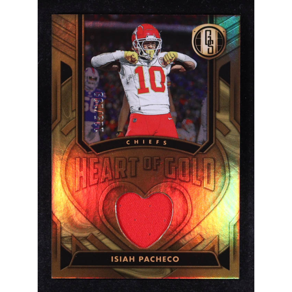 Isiah Pacheco 2024 Panini Gold Standard Heart of Gold Threads #4 #115/199 at PristineAuction.com