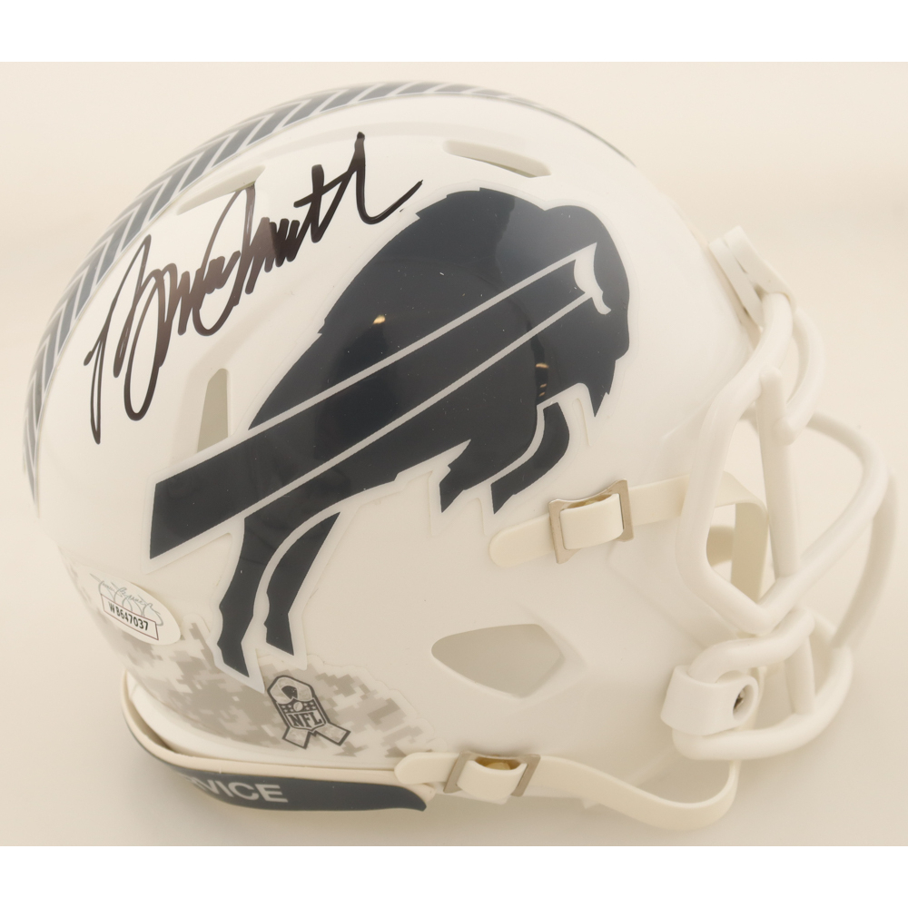Bruce Smith Signed Bills Salute To Service Alternate Speed Mini Helmet (JSA) at PristineAuction.com