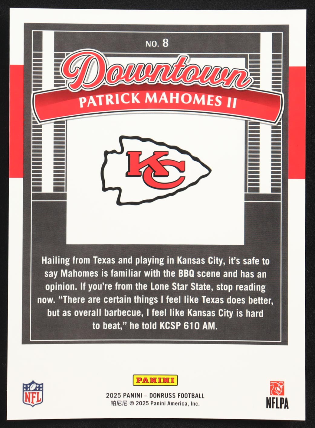 Patrick Mahomes II 2025 Donruss Downtown! Oversize #8 at PristineAuction.com Patrick Mahomes II 2025 Donruss Downtown! Oversize #8 at PristineAuction.com