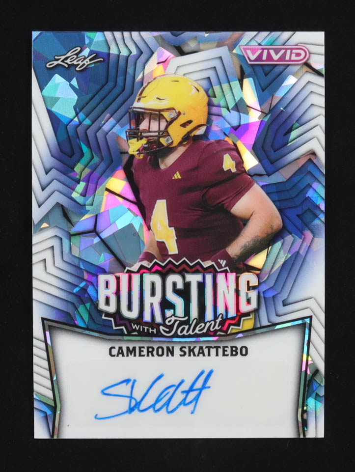 Cameron Skattebo 2025 Leaf Vivid Burst With Talent Blue Crystal Auto #TA-CS1 RC #5/6 at PristineAuction.com Cameron Skattebo 2025 Leaf Vivid Burst With Talent Blue Crystal Auto #TA-CS1 RC #5/6 at PristineAuction.com