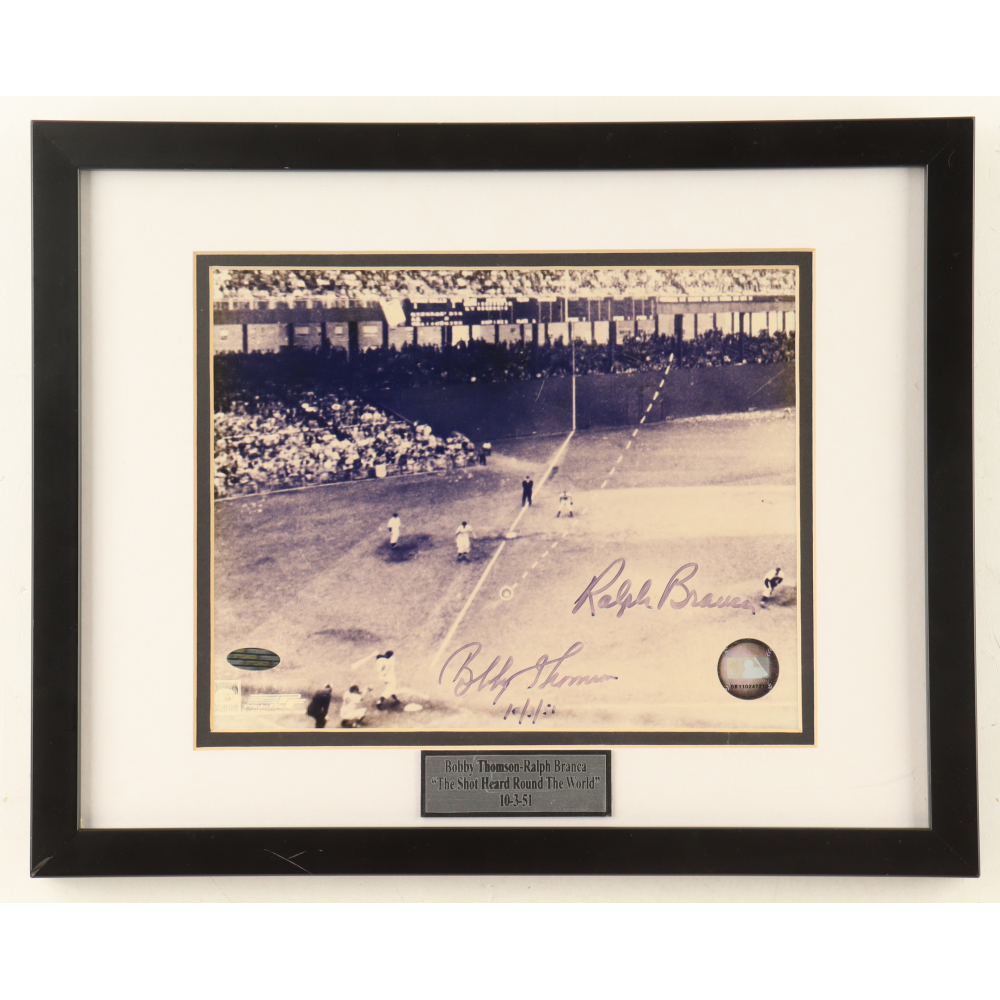 Bobby Thomson & Ralph Branca Signed "Shot Heard Around The World" Custom Framed Photo (Steiner) at PristineAuction.com